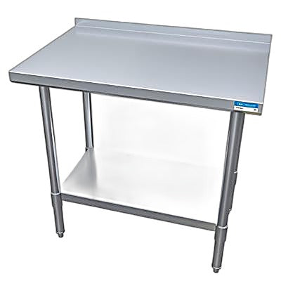 BK Resources 36" x 24" 18 Gauge Stainless Steel Work Table with Undershelf & 1.5" Riser – Prep Table - Donut-Equipment.com