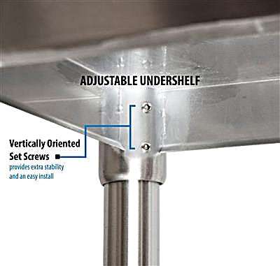 BK Resources 36" x 24" 18 Gauge Stainless Steel Work Table with Undershelf & 1.5" Riser – Prep Table - Donut-Equipment.com