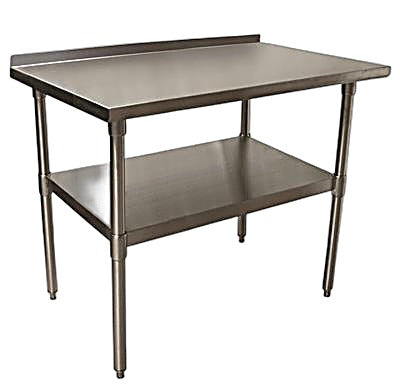 BK Resources 48" x 24" 18 Gauge Stainless Steel Work Table with Undershelf & 1.5" Riser – Prep Table - Donut-Equipment.com