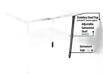 BK Resources 48" x 24" 18 Gauge Stainless Steel Work Table with Undershelf & 1.5" Riser – Prep Table - Donut-Equipment.com