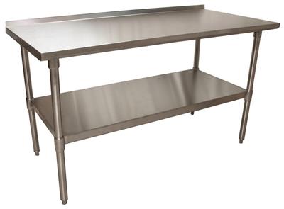 BK Resources 60" x 24" 18 Gauge Stainless Steel Work Table with Undershelf & 1.5" Riser – Prep Table - Donut-Equipment.com