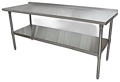BK Resources 72" x 24" 18 Gauge Stainless Steel Work Table with Undershelf & 1.5" Riser – Prep Table - Donut-Equipment.com