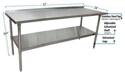 BK Resources 72" x 24" 18 Gauge Stainless Steel Work Table with Undershelf & 1.5" Riser – Prep Table - Donut-Equipment.com