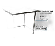 BK Resources 36" x 24" 18 Gauge Stainless Steel Work Table with Open Base & 1.5" Riser – Prep Table - Donut-Equipment.com