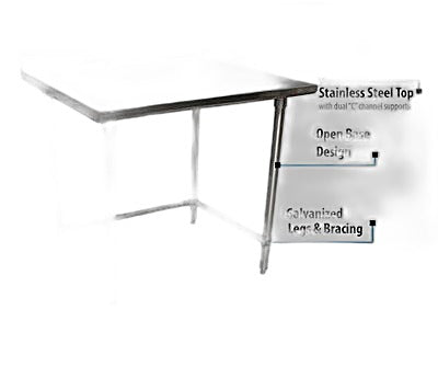 BK Resources 36" x 24" 18 Gauge Stainless Steel Work Table with Open Base & 1.5" Riser – Prep Table - Donut-Equipment.com