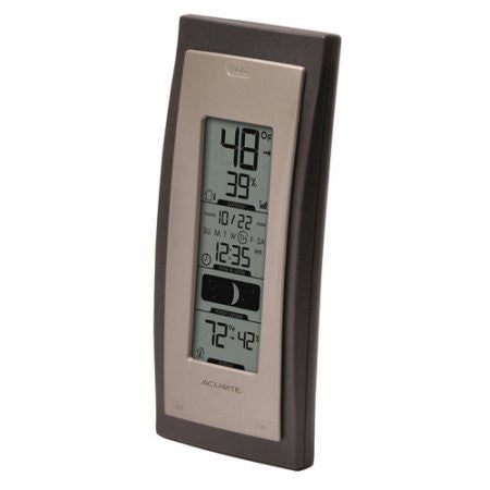AcuRite- 8" Digital Temperature and Humidity Monitor with Intelli-Time Clock Calendar