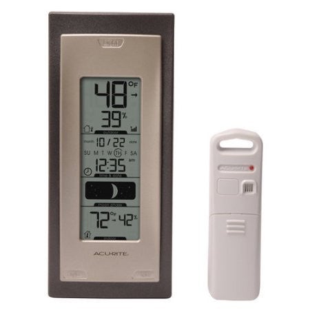 AcuRite- 8" Digital Temperature and Humidity Monitor with Intelli-Time Clock Calendar