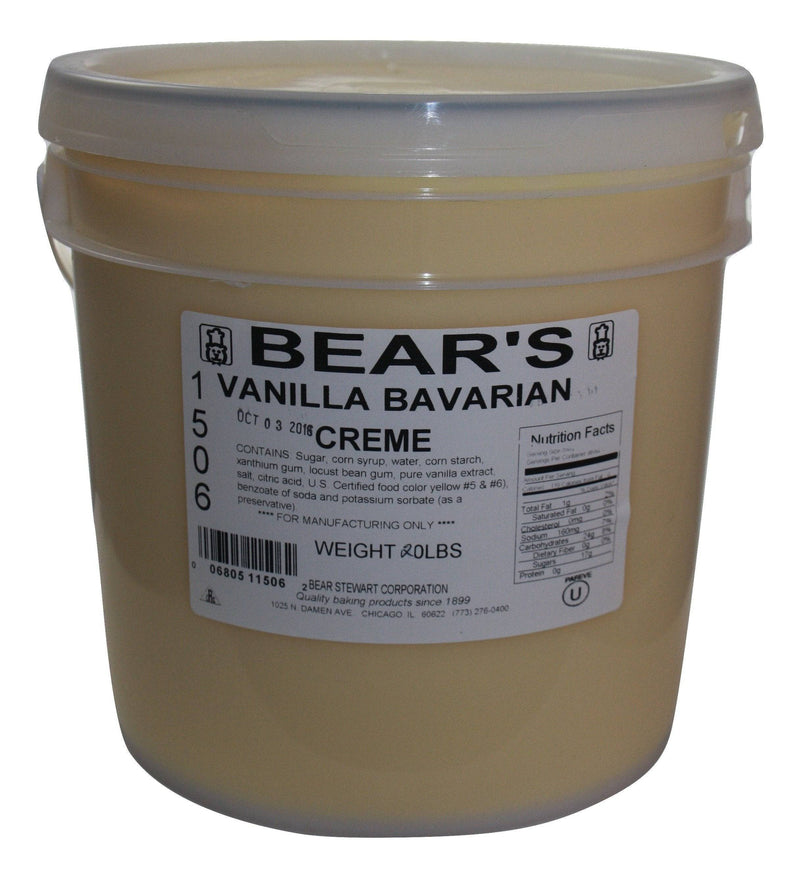 Bear Stewart Vanilla Bavarian Crème Pastry, Pie and Cake Filling- 20 Pound Pail Bakery Wholesalers