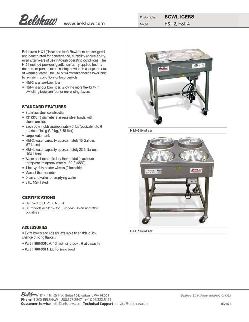 Belshaw H&I-4 Icer  (2 Options in Variants) Bakery Wholesalers