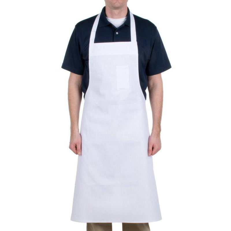 Bib Apron- White- Long Apron Bakery Wholesalers