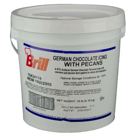 Brill German Chocolate Icing with Pecans 34 pounds RTU Bakery Wholesalers