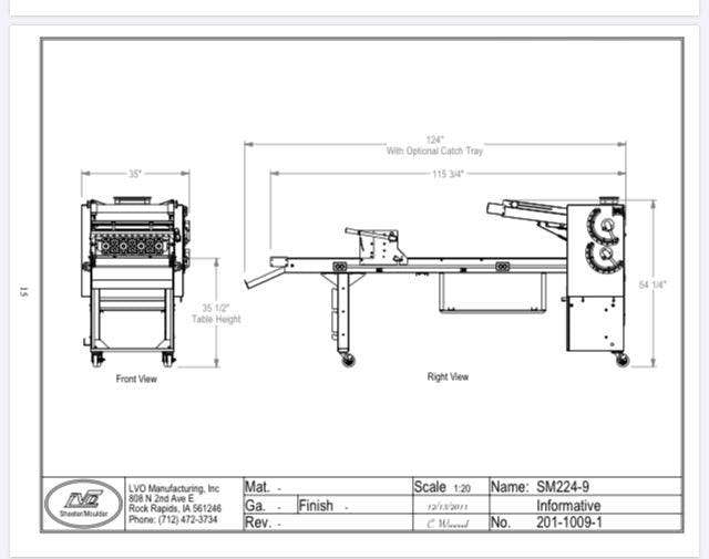 LVO SM224-9 Donut Production Table Sheeter Left to Right Production Bakery Wholesalers