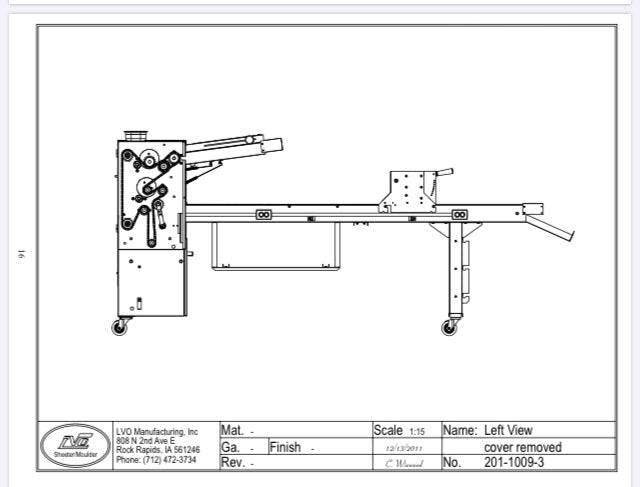 LVO SM224-6 Donut Production Table Sheeter Left To Right Production Bakery Wholesalers