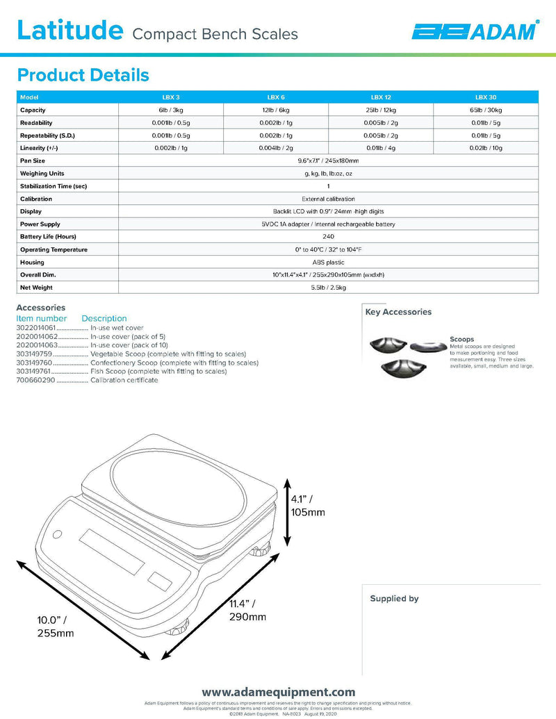 Latitude Compact Bench Scale LBX 3 Bakery Wholesalers