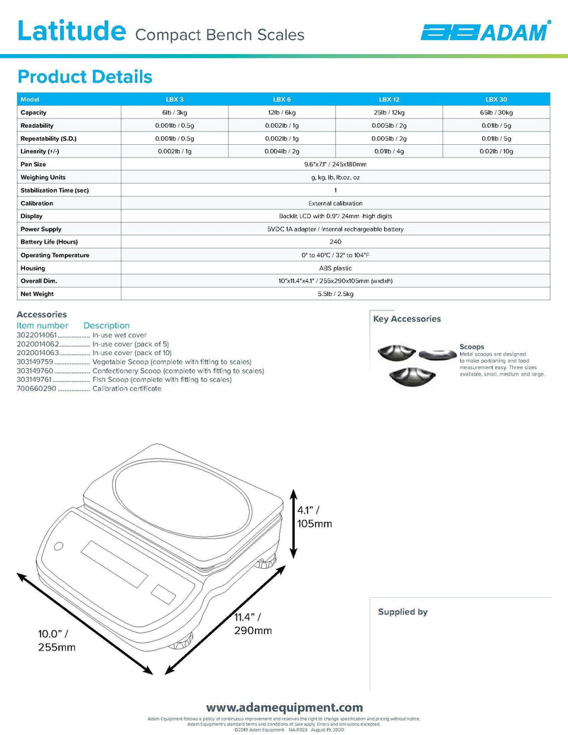Latitude Compact Bench Scale LBX 12 Bakery Wholesalers