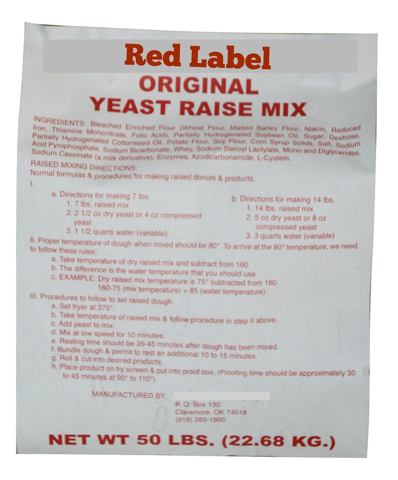 Red Label Raised Donut Mix 50 Pound Bag Bakery Wholesalers