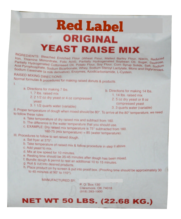 Red Label Raised Donut Mix 50# Bag for order Totals over 200 pounds..