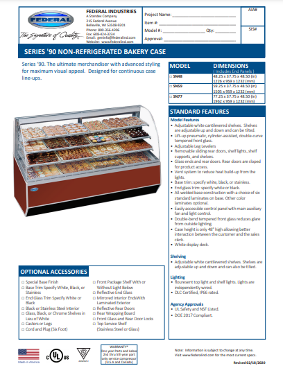 Montana Walnut Exterior Color Federal SN-48 Non-Refrigerated Dry Case 48" x 37.75" x 48"