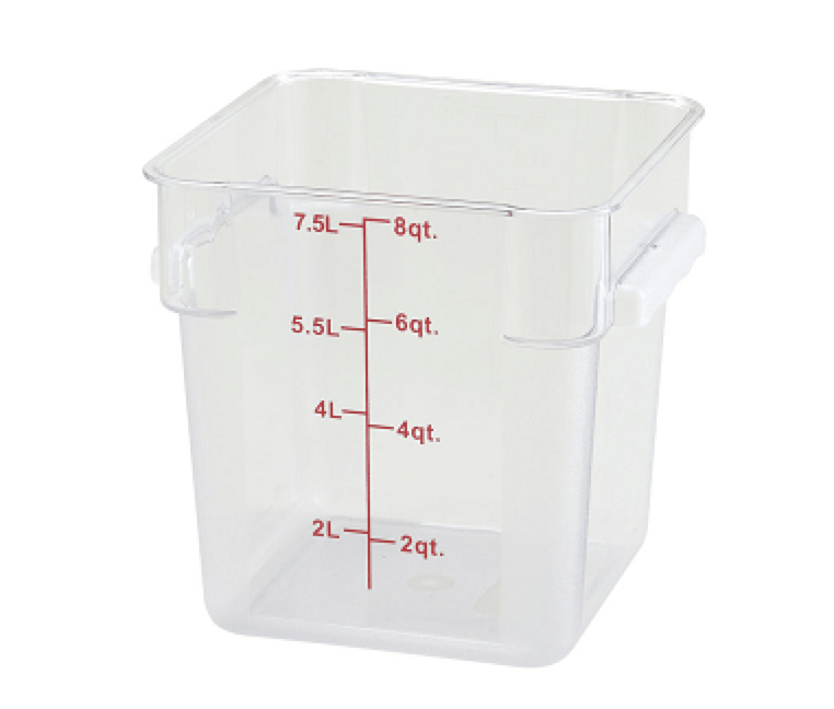 Clear Ingredient Storage Container, 8 quart, square Bakery Wholesalers