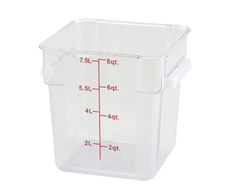 Clear Ingredient Storage Container, 8 quart, square