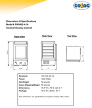 Steamer Heated Merchandiser Cabinet by Cozoc # PW5002-4-16 Bakery Wholesalers