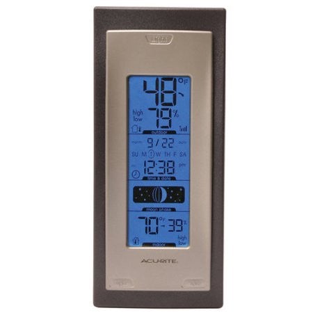 AcuRite- Monitor digital de temperatura y humedad de 8" con reloj calendario Intelli-Time