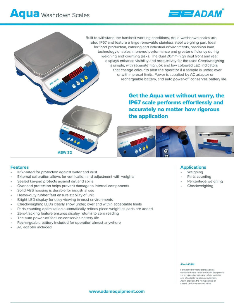 Aqua Washdown Scales ABW-16 Bakery Wholesalers