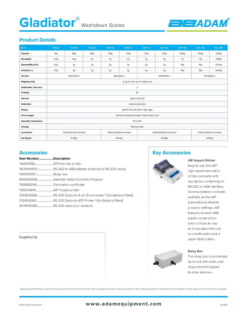 Gladiator Washdown Scales GGS 35A Bakery Wholesalers