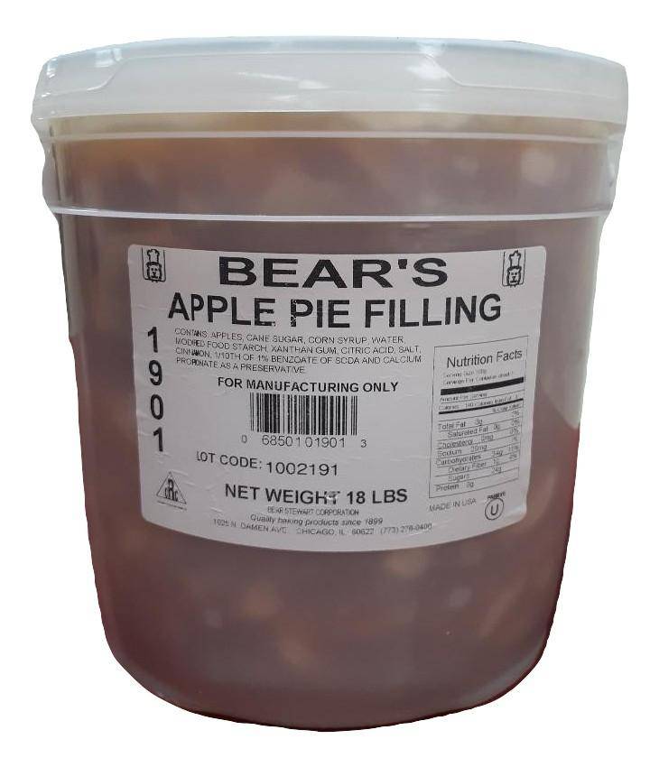 Bear Stewart Sliced Apple Pie Filling- 18 pound pail Bakery Wholesalers